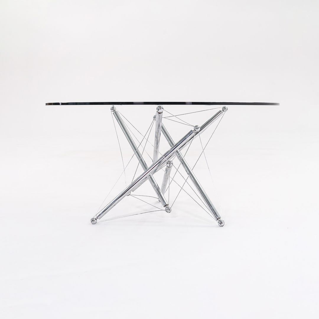 1980s Model 714 Table by Theodore Waddell for Cassina in Chromed Steel and Glass