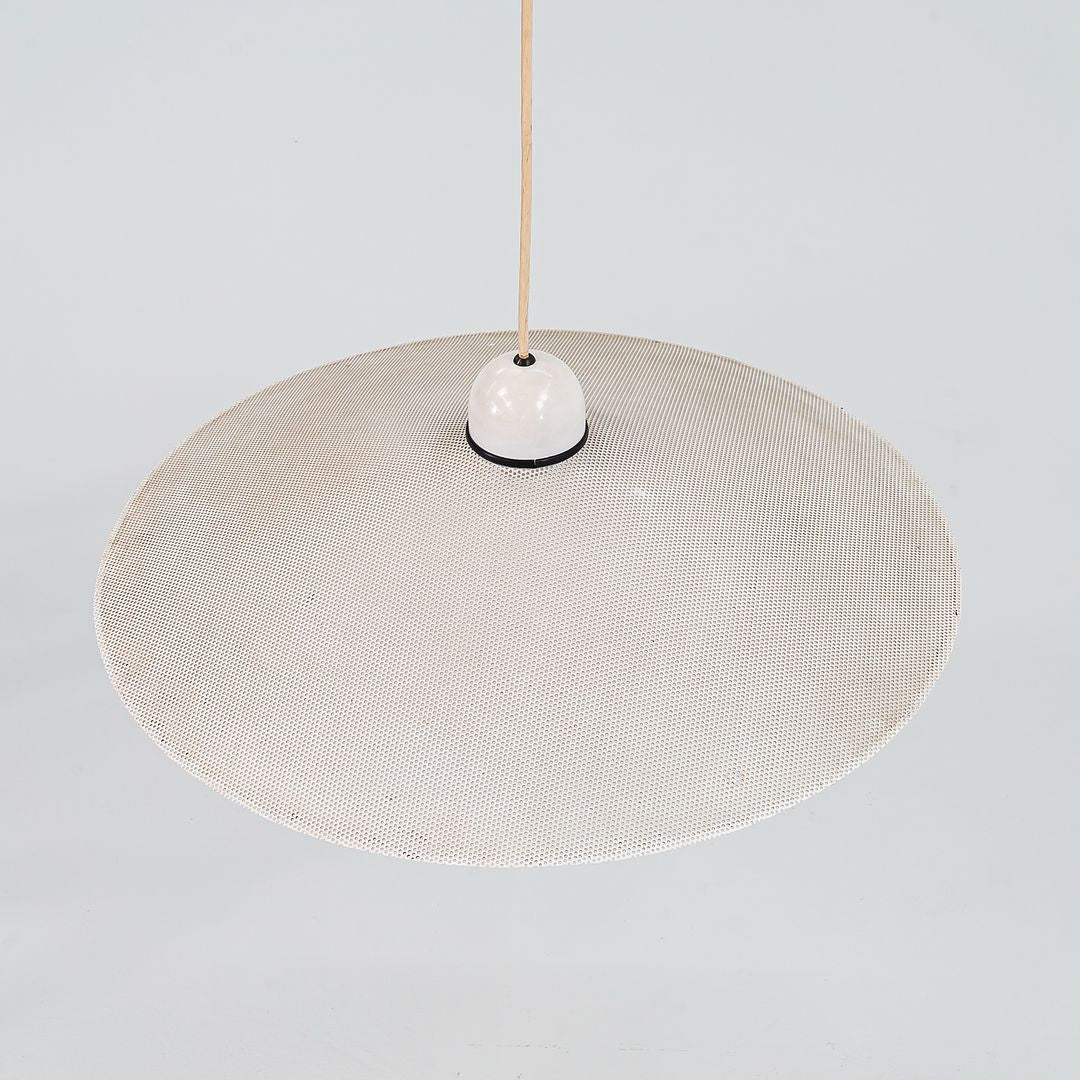 1980s Perforated Metal Pendant Lamp by Ron Rezek for Ron Rezek Lighting Aluminum, Plastic, Wire