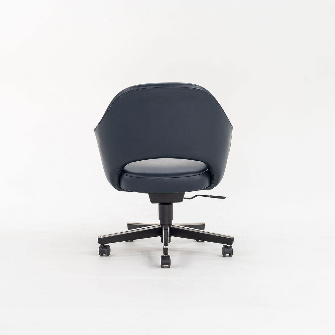 2010s Executive Arm Chair with Swivel Base by Eero Saarinen for Knoll in Blue Leather 6x Available