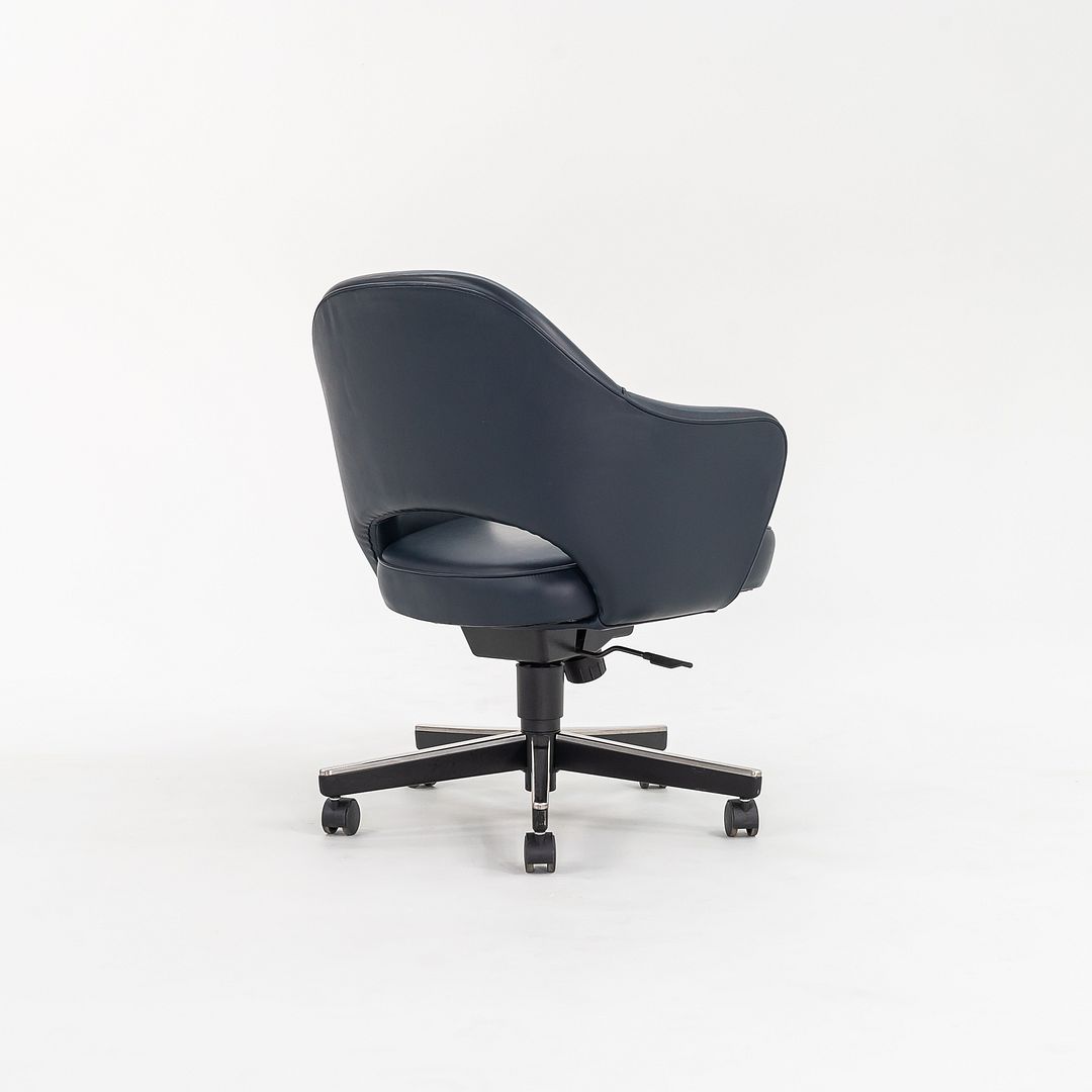 2010s Executive Arm Chair with Swivel Base by Eero Saarinen for Knoll in Blue Leather 6x Available