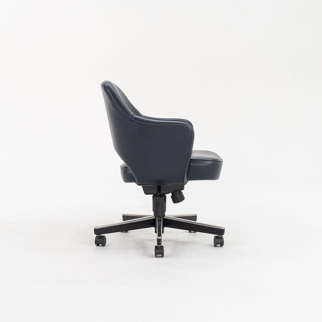 2010s Executive Arm Chair with Swivel Base by Eero Saarinen for Knoll in Blue Leather 6x Available