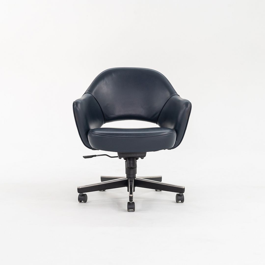 2010s Executive Arm Chair with Swivel Base by Eero Saarinen for Knoll in Blue Leather 6x Available