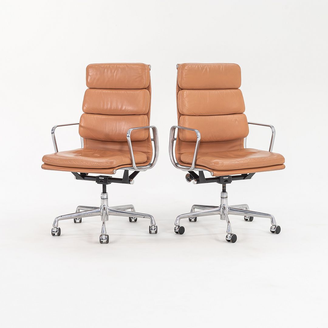 2004 Soft Pad Executive Desk Chair by Charles and Ray Eames for Herman Miller in Dark Tan Leather 5x Available