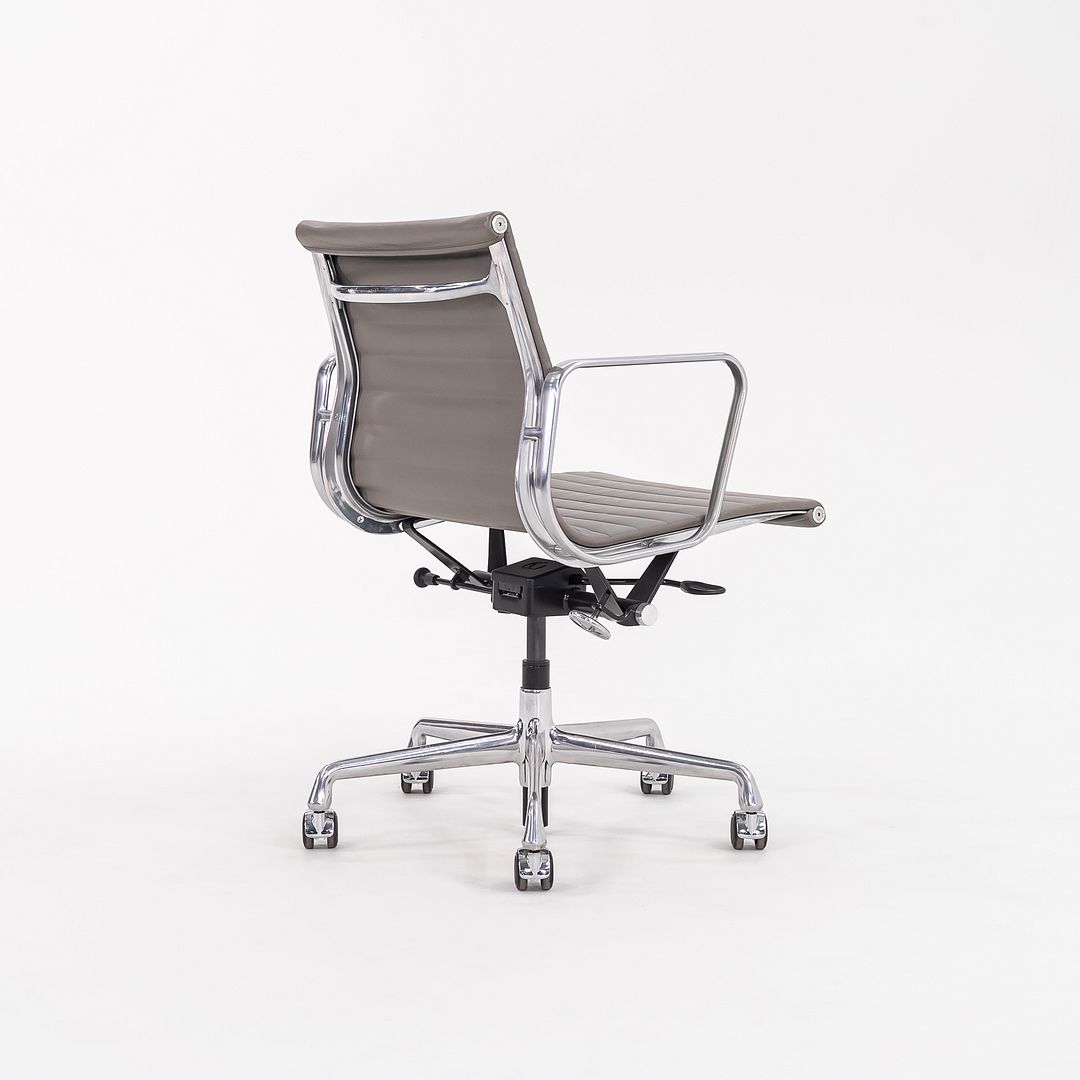 2015 Aluminum Group Management Desk Chair, Model EA335 by Charles and Ray Eames for Herman Miller in Grey Leather 2x Available