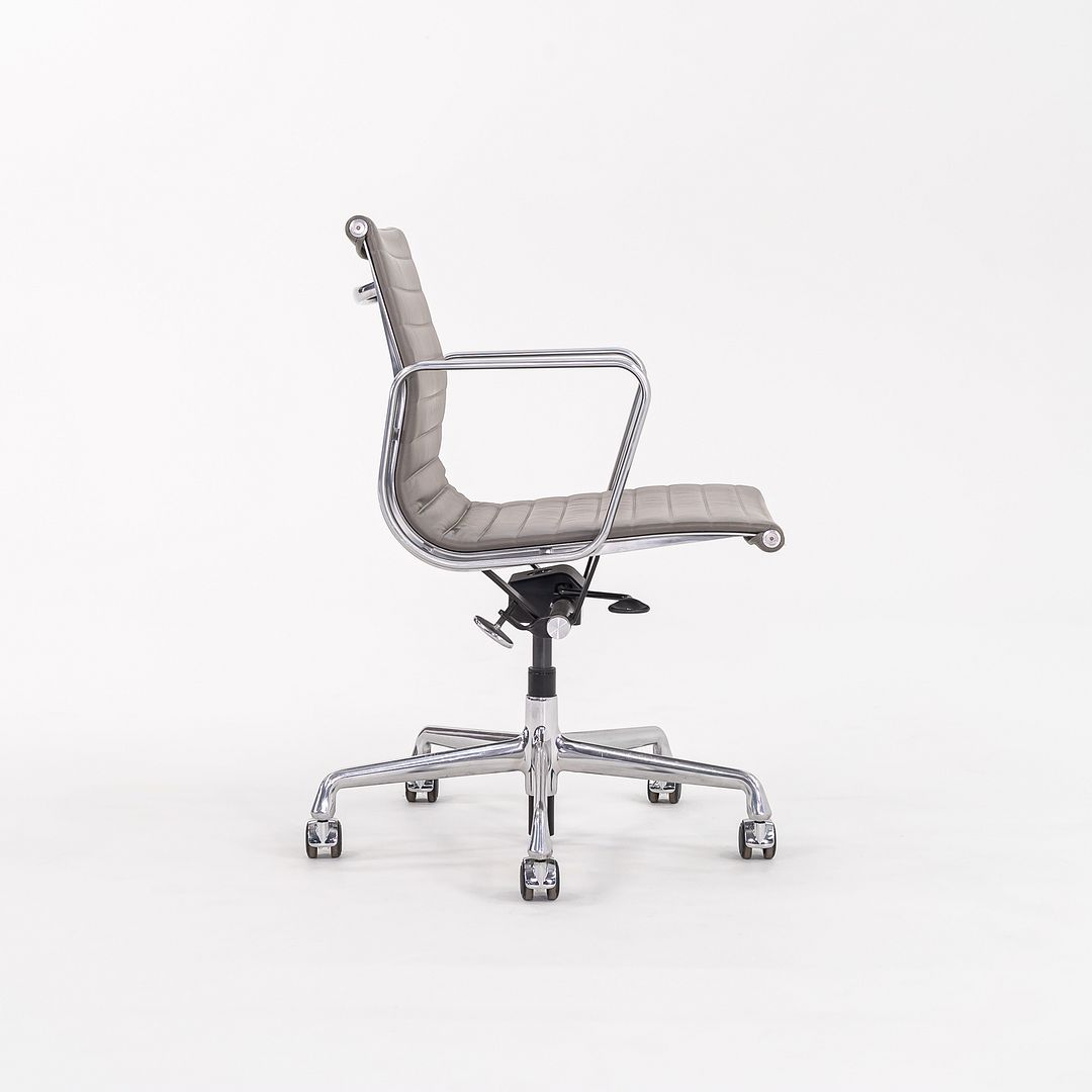 2015 Aluminum Group Management Desk Chair, Model EA335 by Charles and Ray Eames for Herman Miller in Grey Leather 2x Available