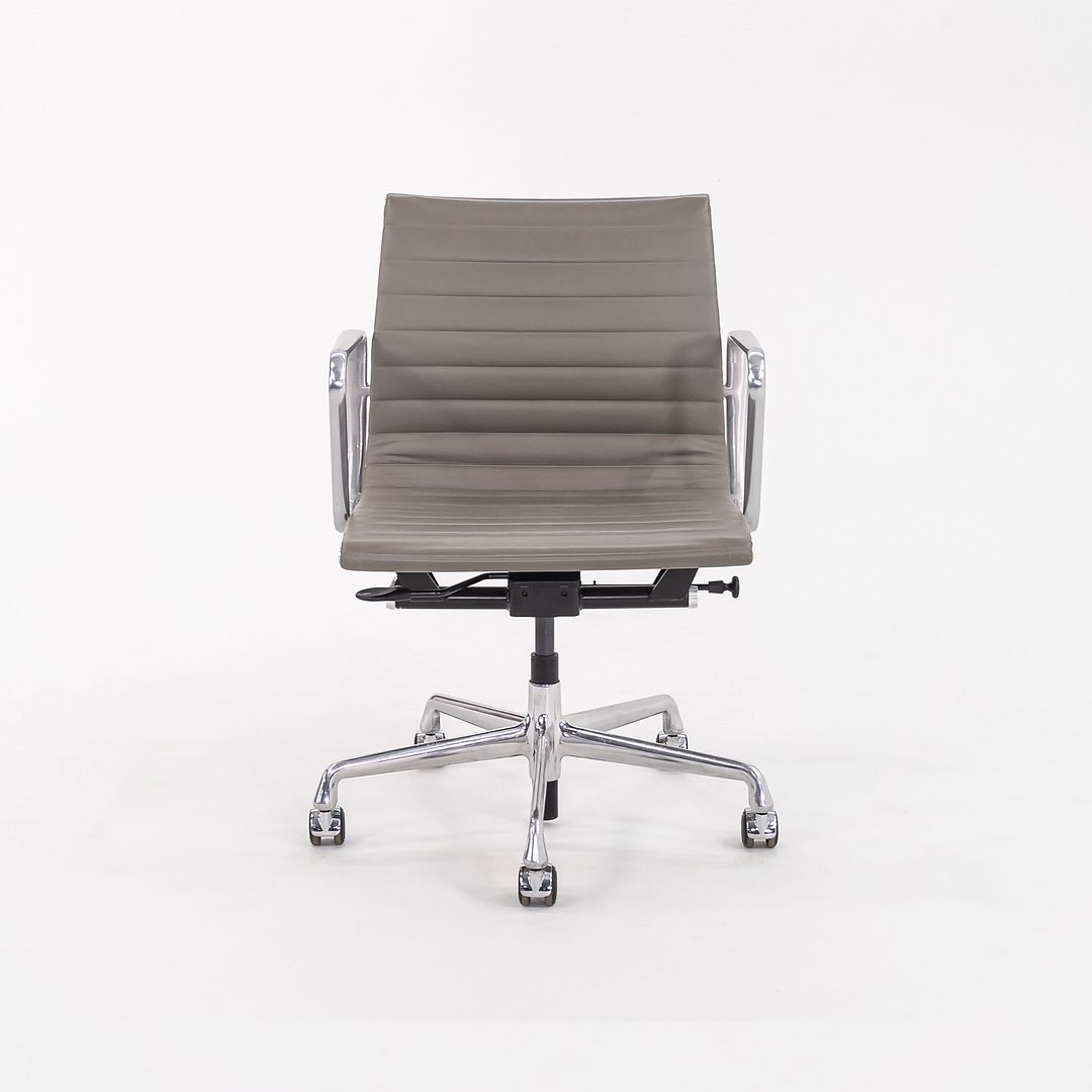 2015 Aluminum Group Management Desk Chair, Model EA335 by Charles and Ray Eames for Herman Miller in Grey Leather 2x Available