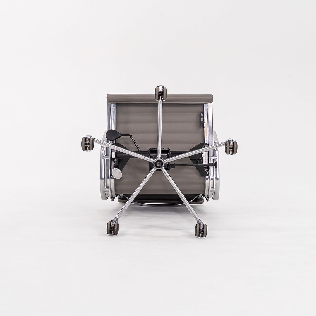 2015 Aluminum Group Management Desk Chair, Model EA335 by Charles and Ray Eames for Herman Miller in Grey Leather 2x Available