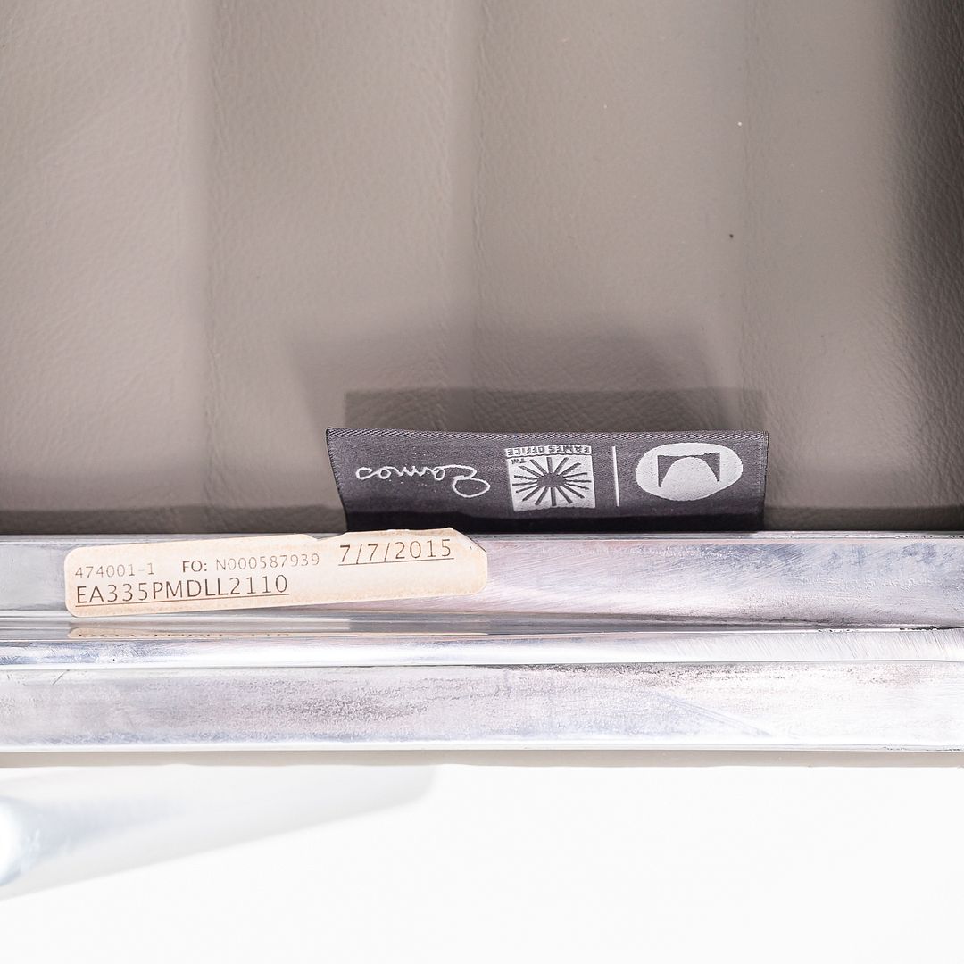 2015 Aluminum Group Management Desk Chair, Model EA335 by Charles and Ray Eames for Herman Miller in Grey Leather 2x Available