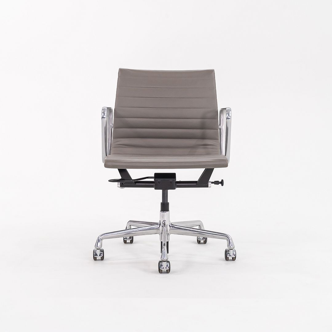 2015 Aluminum Group Management Desk Chair, Model EA335 by Charles and Ray Eames for Herman Miller in Grey Leather 2x Available