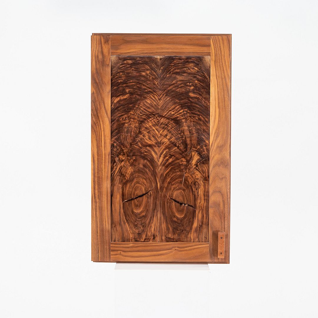 1990s Figured Walnut Studio Craft New Hope Woodworker Medicine Cabinet 18x30in