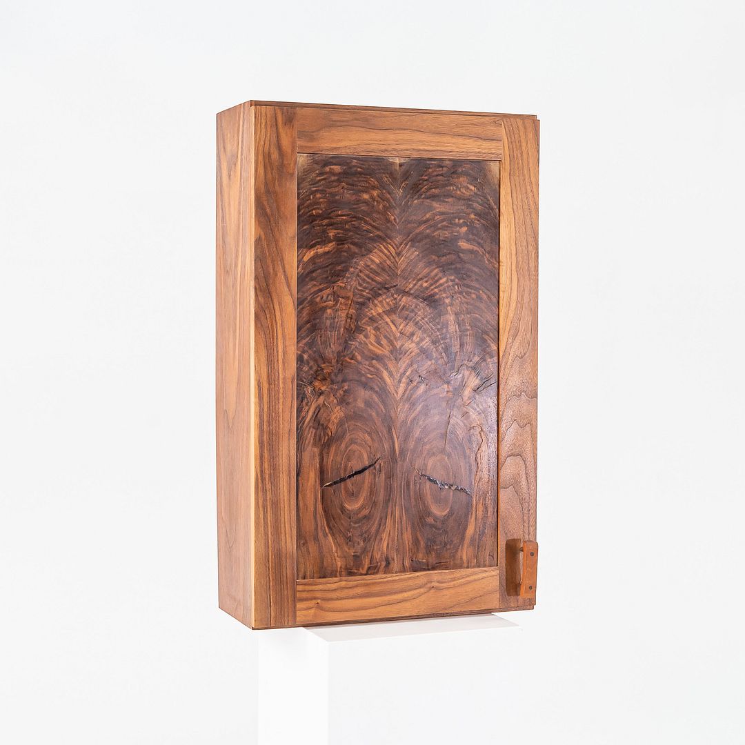 1990s Figured Walnut Studio Craft New Hope Woodworker Medicine Cabinet 18x30in