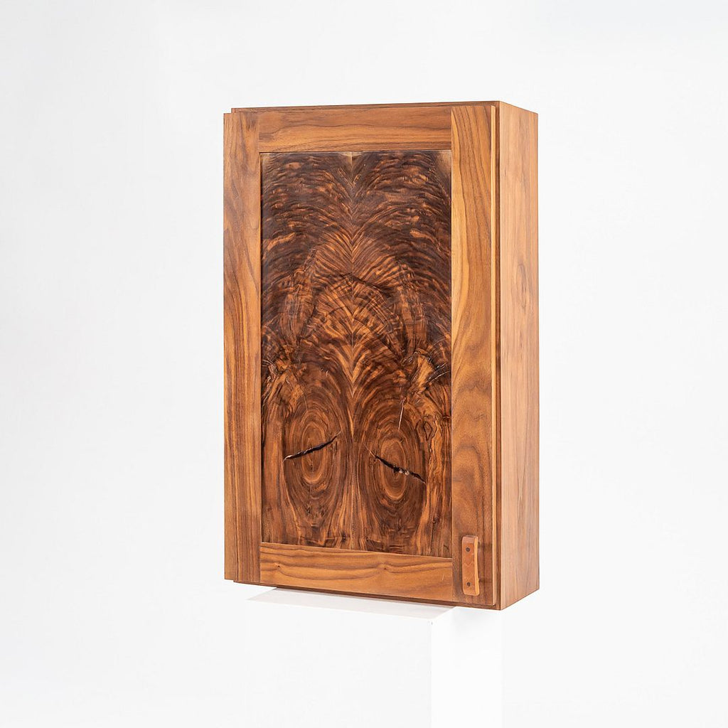 1990s Figured Walnut Studio Craft New Hope Woodworker Medicine Cabinet 18x30in