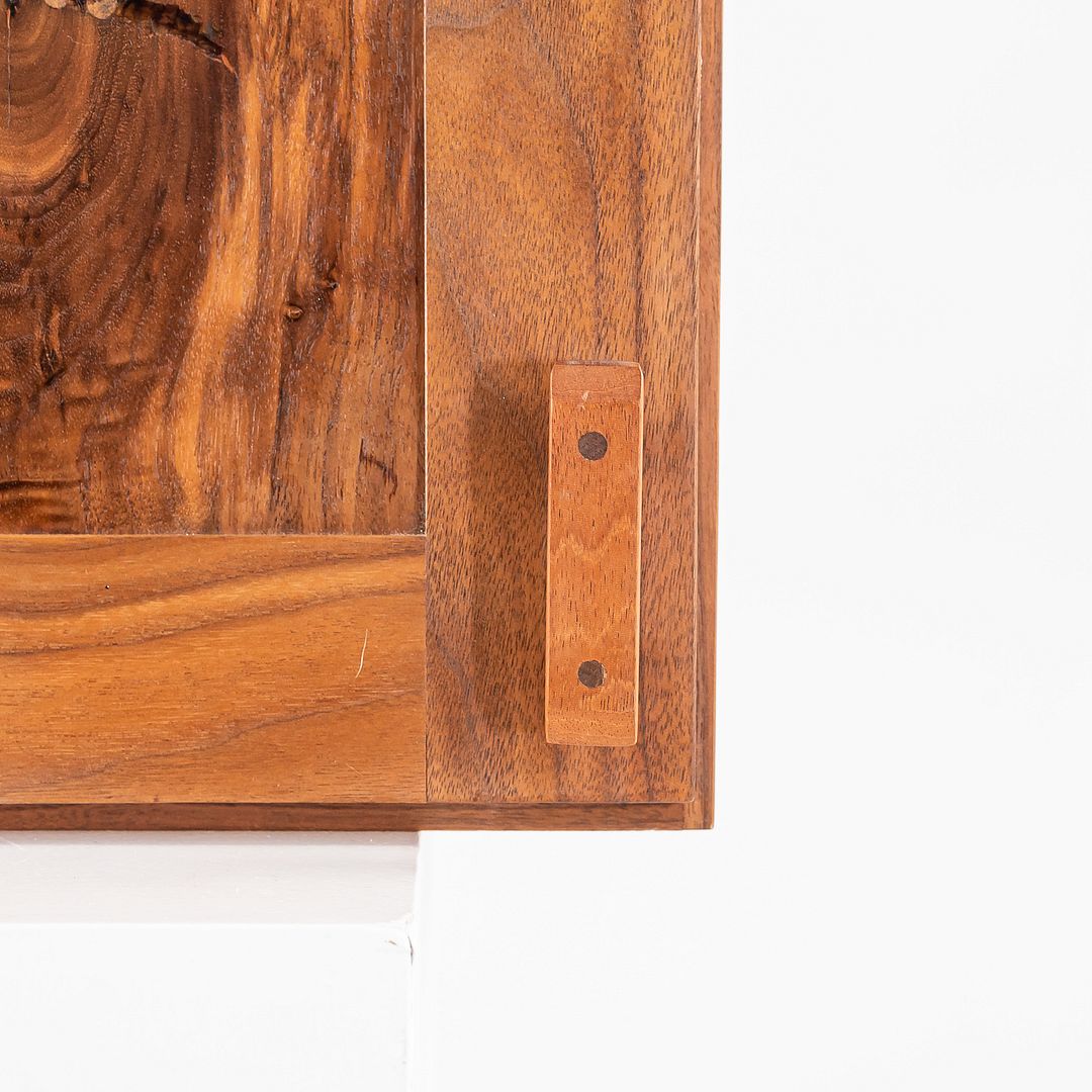 1990s Figured Walnut Studio Craft New Hope Woodworker Medicine Cabinet 18x30in