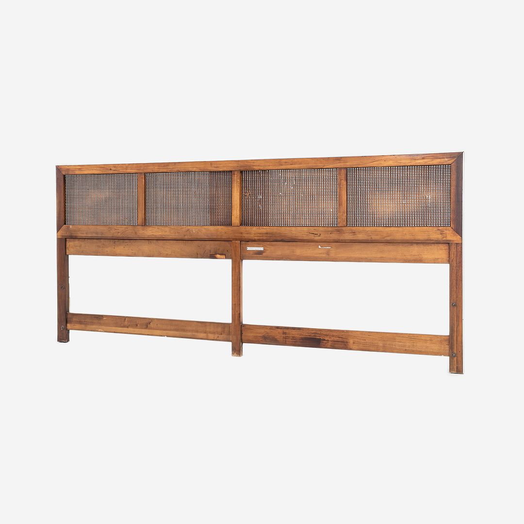 SOLD 1960s Headboard, Model 7703 by Paul McCobb for Calvin Furniture in Walnut with Cane