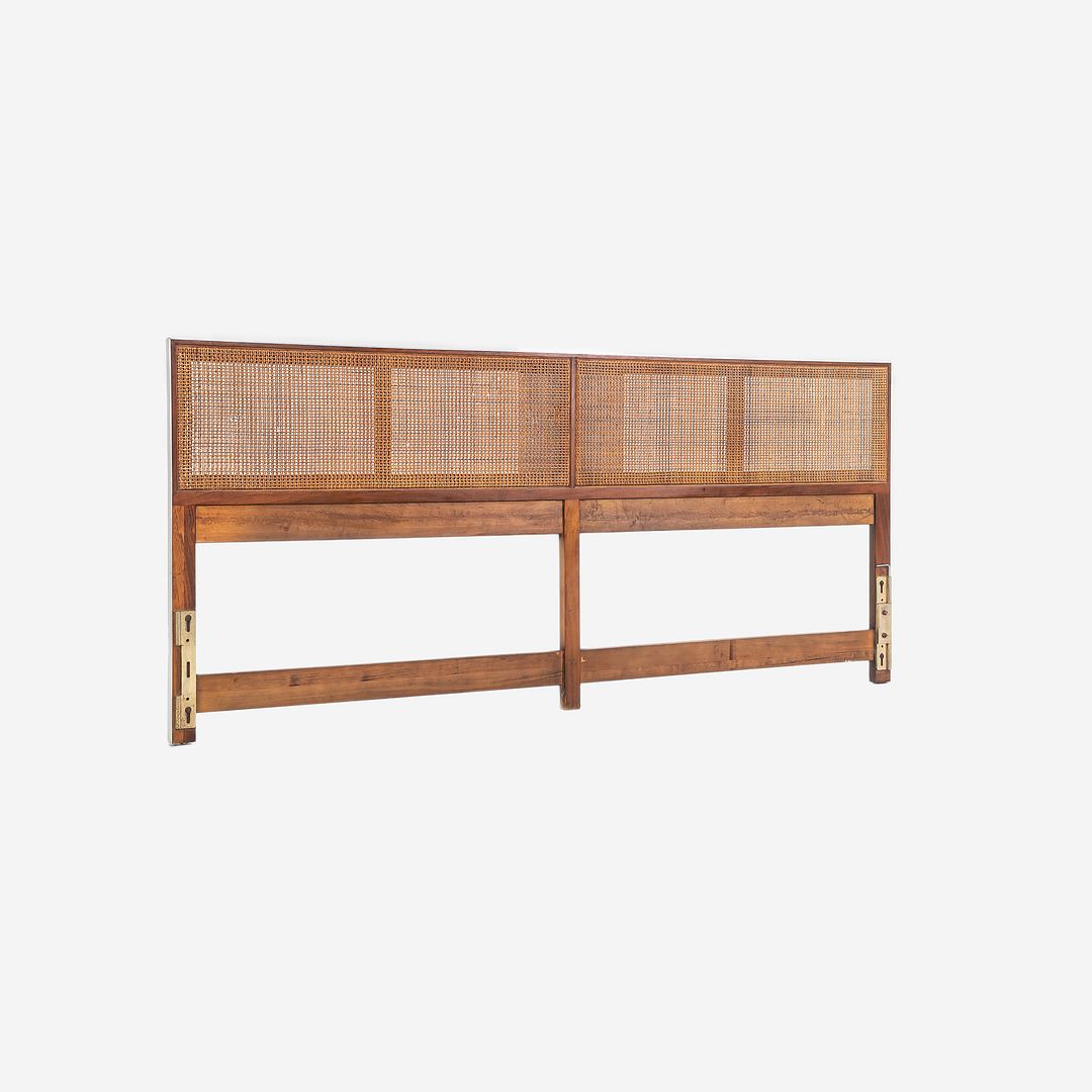 SOLD 1960s Headboard, Model 7703 by Paul McCobb for Calvin Furniture in Walnut with Cane