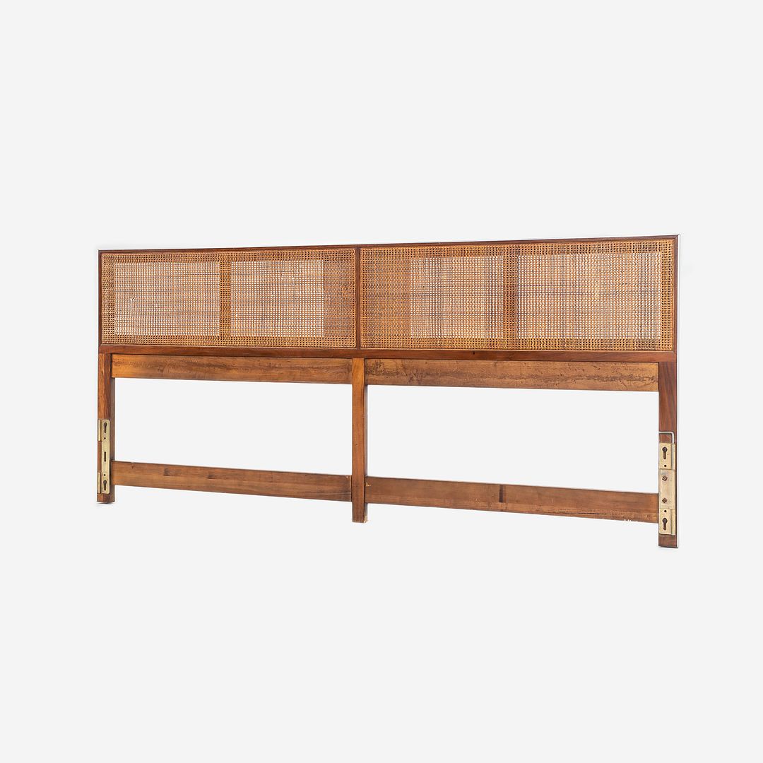 SOLD 1960s Headboard, Model 7703 by Paul McCobb for Calvin Furniture in Walnut with Cane
