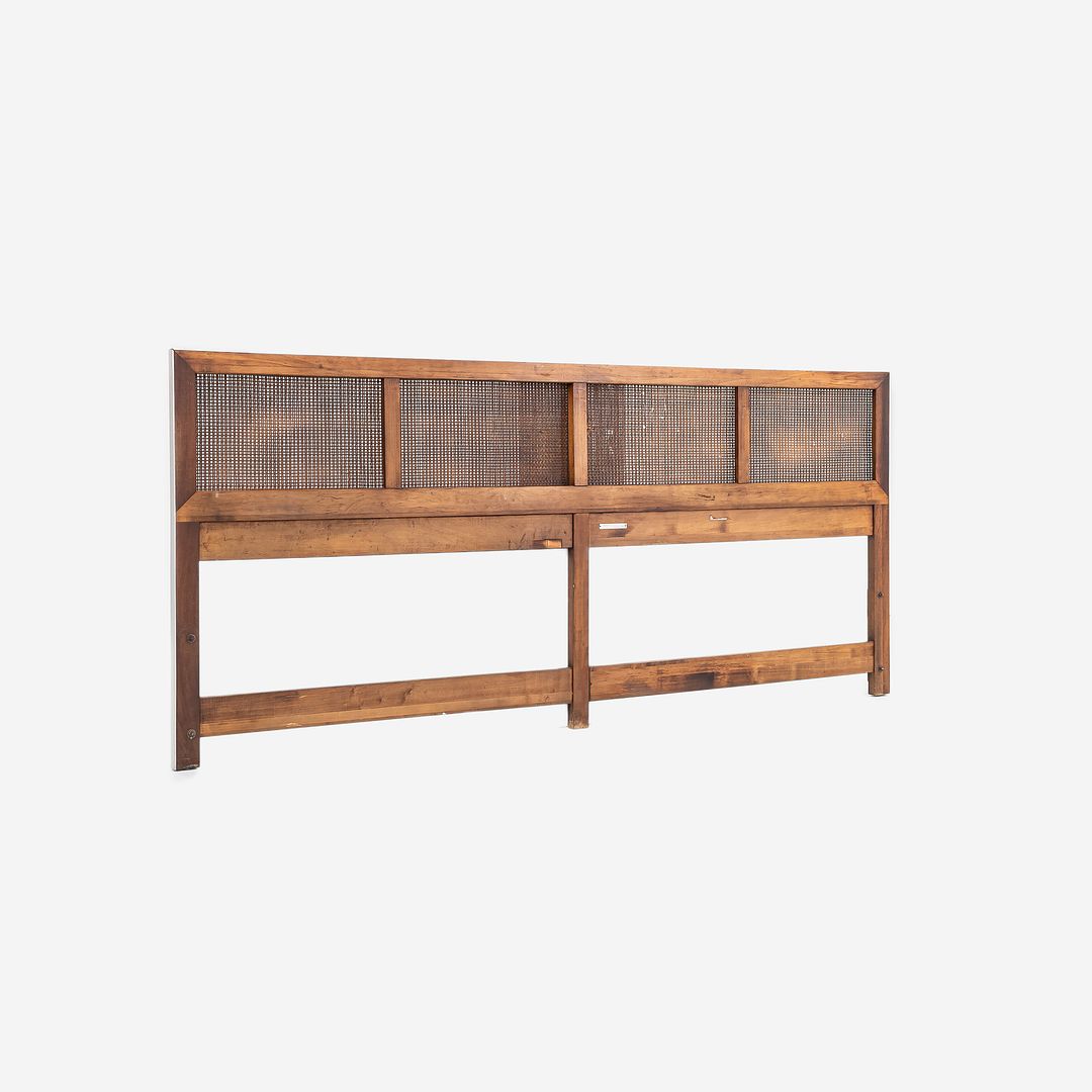 SOLD 1960s Headboard, Model 7703 by Paul McCobb for Calvin Furniture in Walnut with Cane
