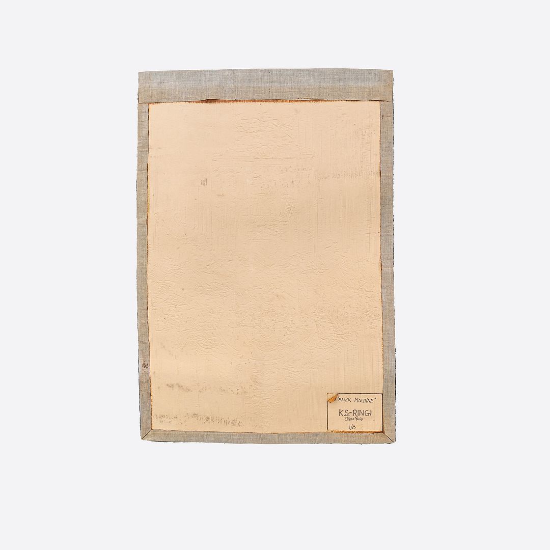 C. 1970s Kjell A Sorensen-Ringi Swedish Wall Tapestry Rug "Black Machine" No.1/6