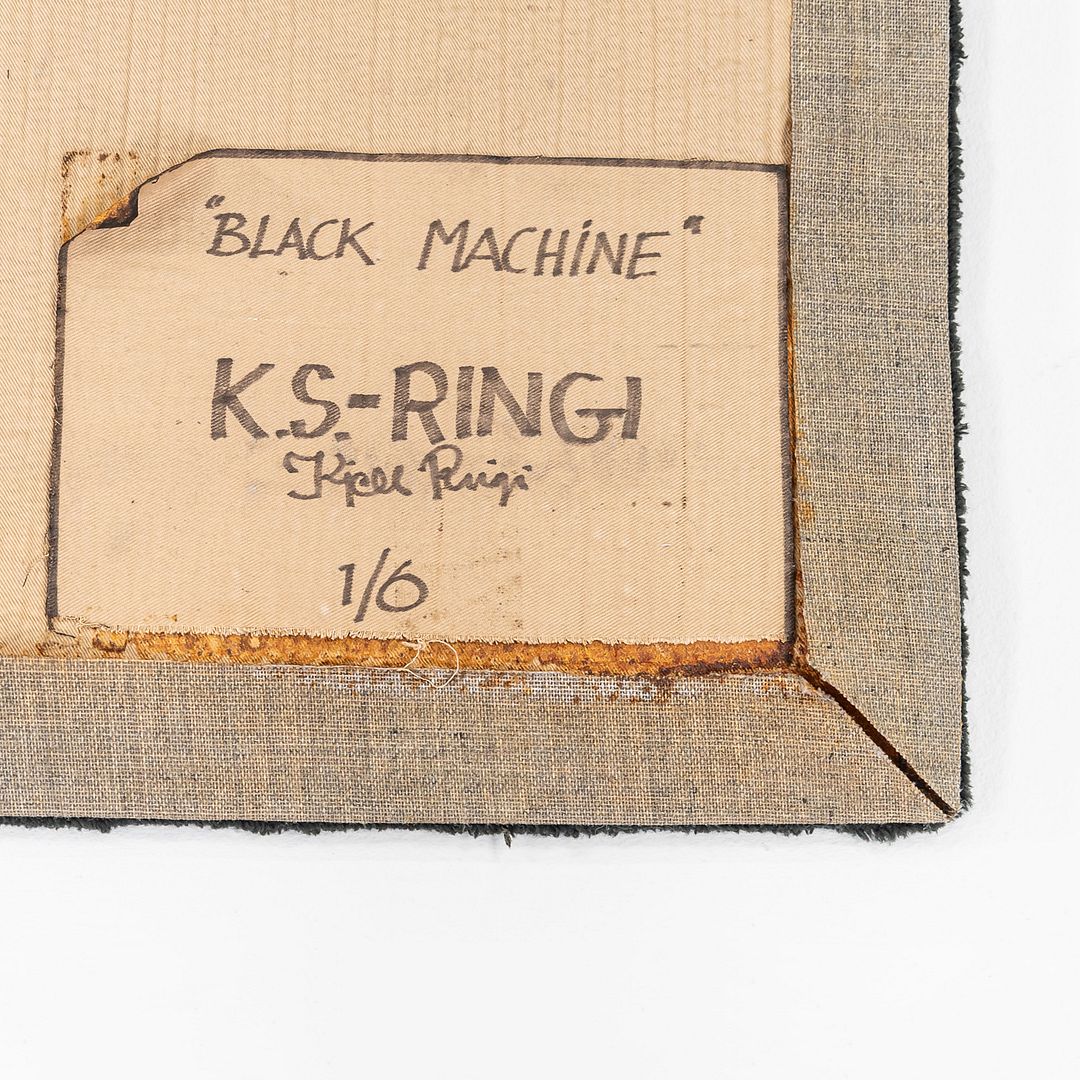 C. 1970s Kjell A Sorensen-Ringi Swedish Wall Tapestry Rug "Black Machine" No.1/6
