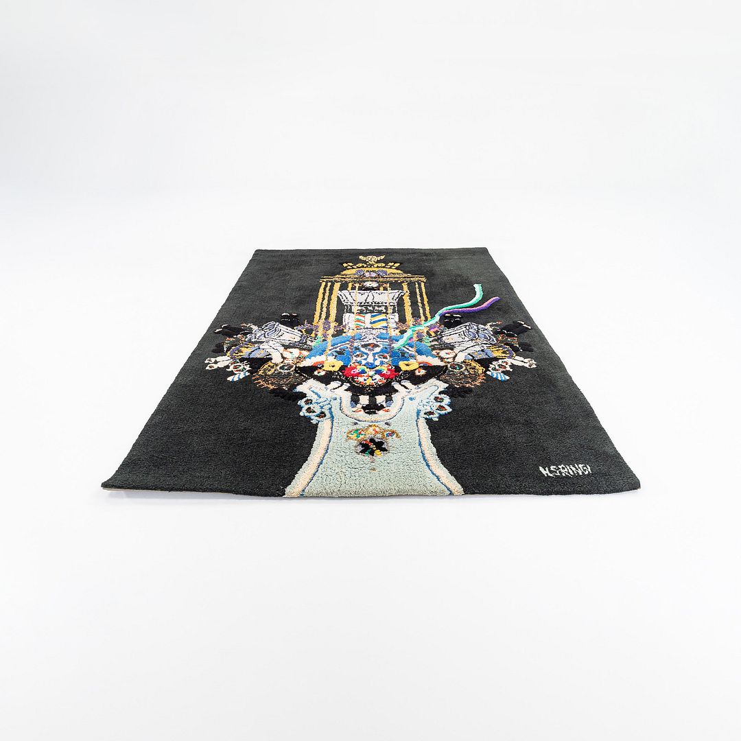 C. 1970s Kjell A Sorensen-Ringi Swedish Wall Tapestry Rug "Black Machine" No.1/6