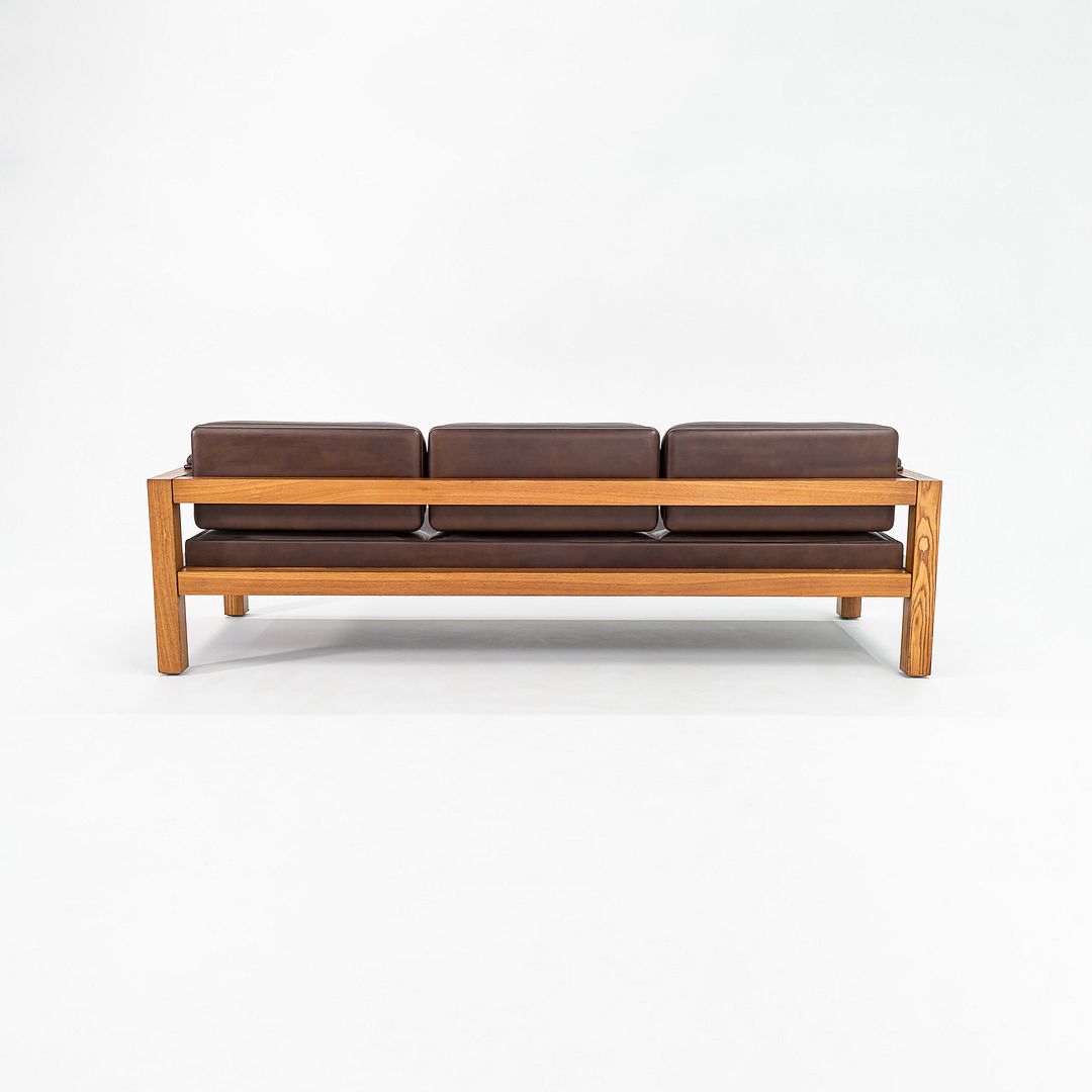 1975 Three Seat Sofa by Warren Platner for CI Designs in Oak and Brown Leather