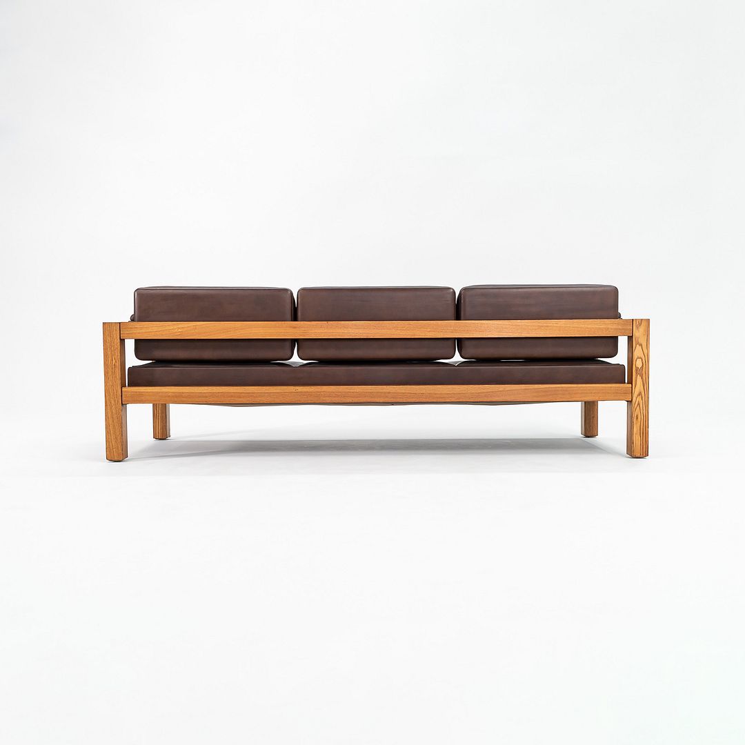 1975 Three Seat Sofa by Warren Platner for CI Designs in Oak and Brown Leather