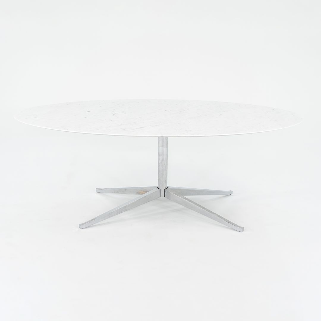 2019 2480T X-Base Dining Table by Florence Knoll for Knoll Carrara Marble, Steel, Substrate