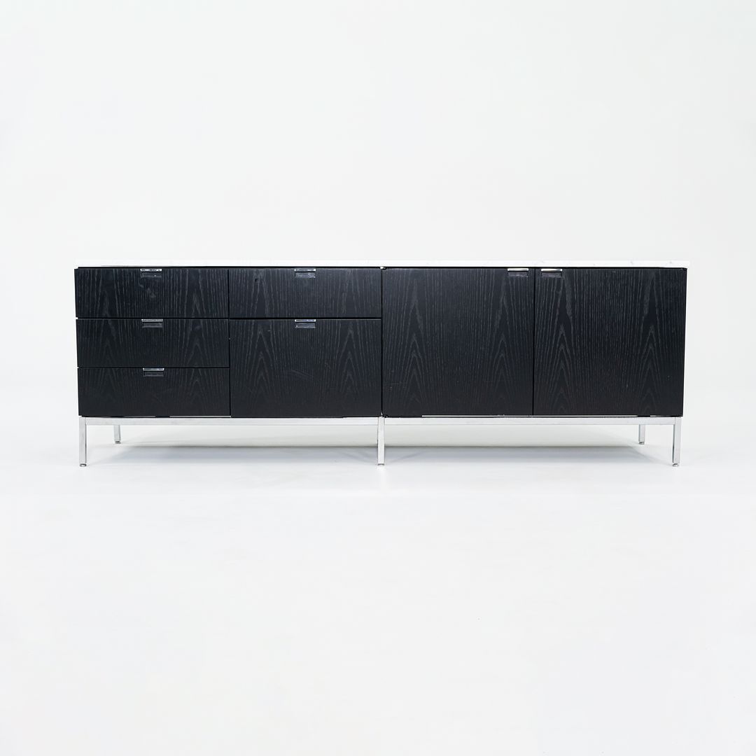 2019 Four Position Credenza Cabinet, Model 2544M by Florence Knoll for Knoll in Ebonized Oak and Marble