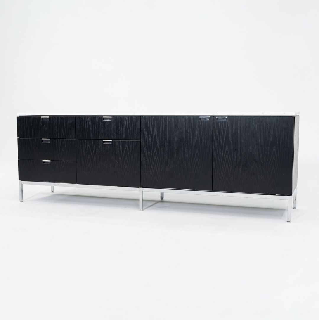2019 Four Position Credenza Cabinet, Model 2544M by Florence Knoll for Knoll in Ebonized Oak and Marble
