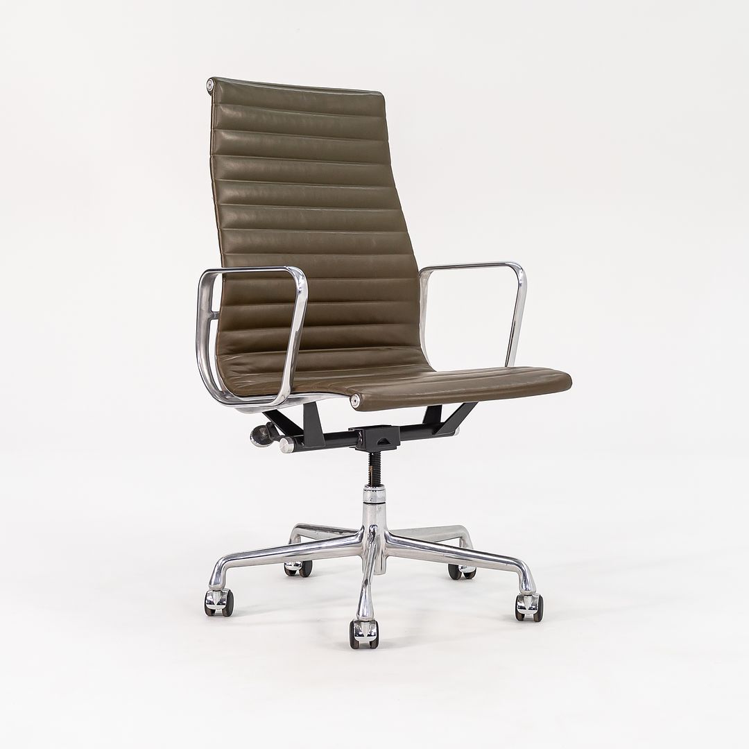 2005 Aluminum Group Executive Desk Chair by Charles and Ray Eames for Herman Miller in Dark Green Leather 2x Available