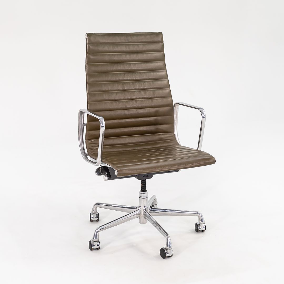 2005 Aluminum Group Executive Desk Chair by Charles and Ray Eames for Herman Miller in Dark Green Leather 2x Available