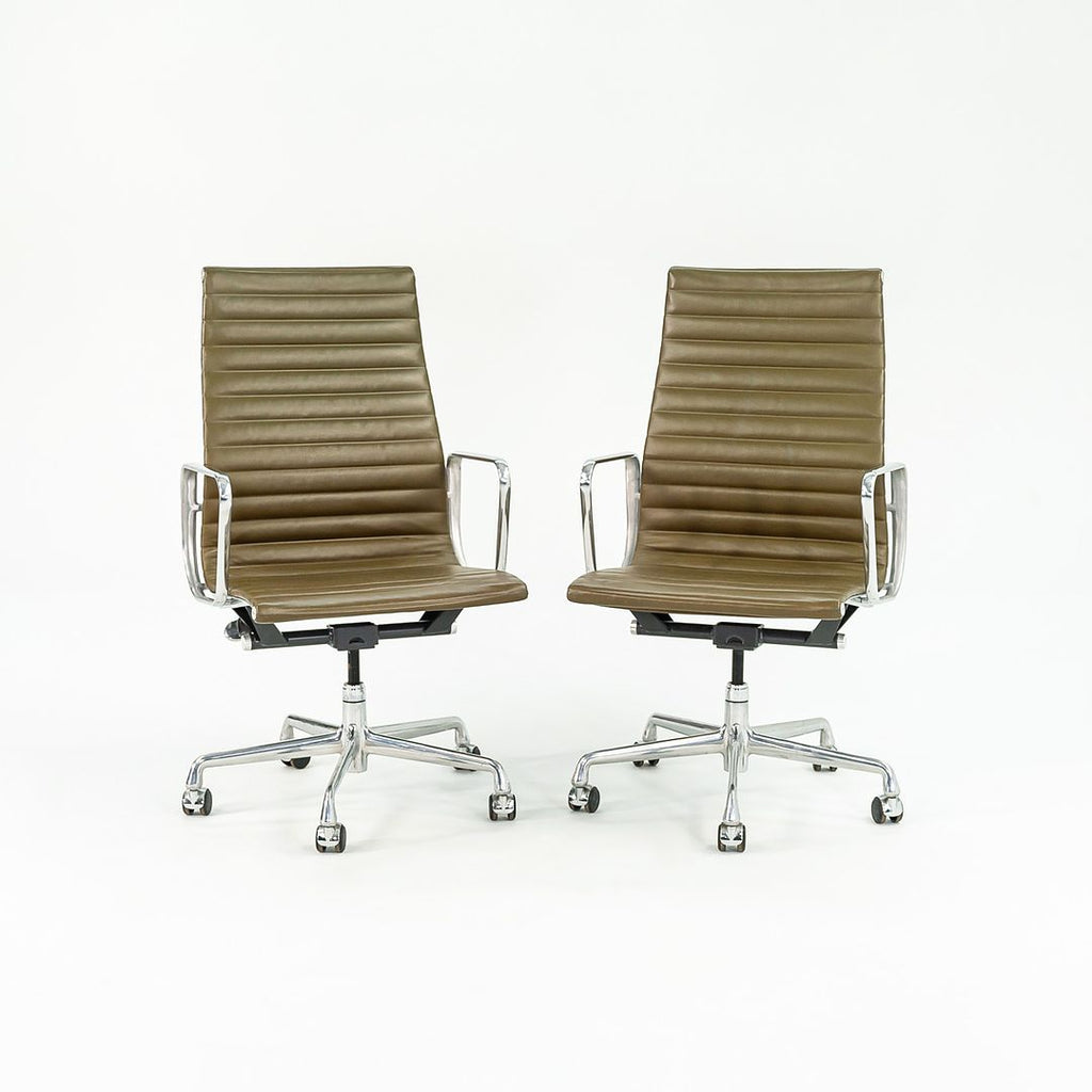 2005 Aluminum Group Executive Desk Chair by Charles and Ray Eames for Herman Miller in Dark Green Leather 2x Available