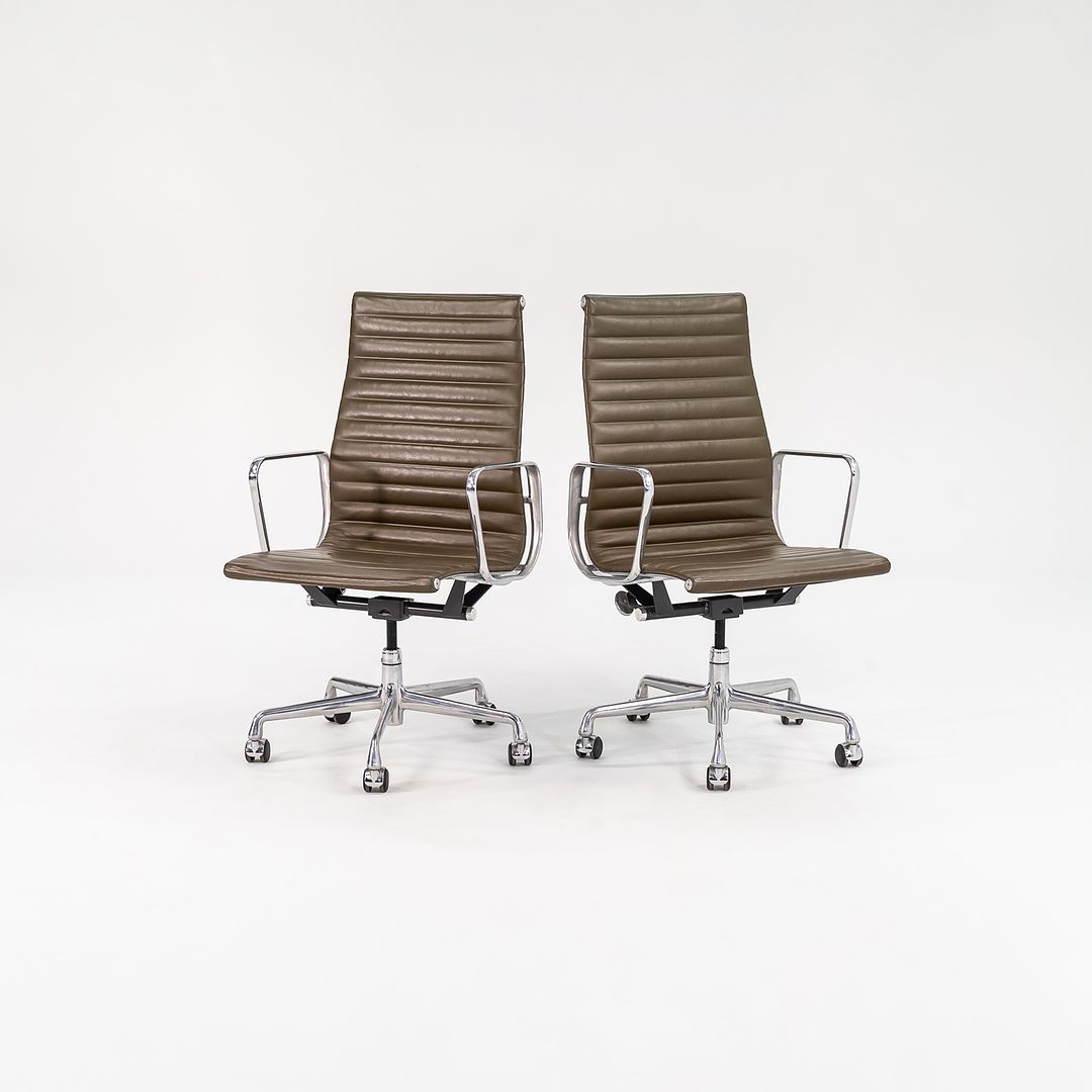 2005 Aluminum Group Executive Desk Chair by Charles and Ray Eames for Herman Miller in Dark Green Leather 2x Available