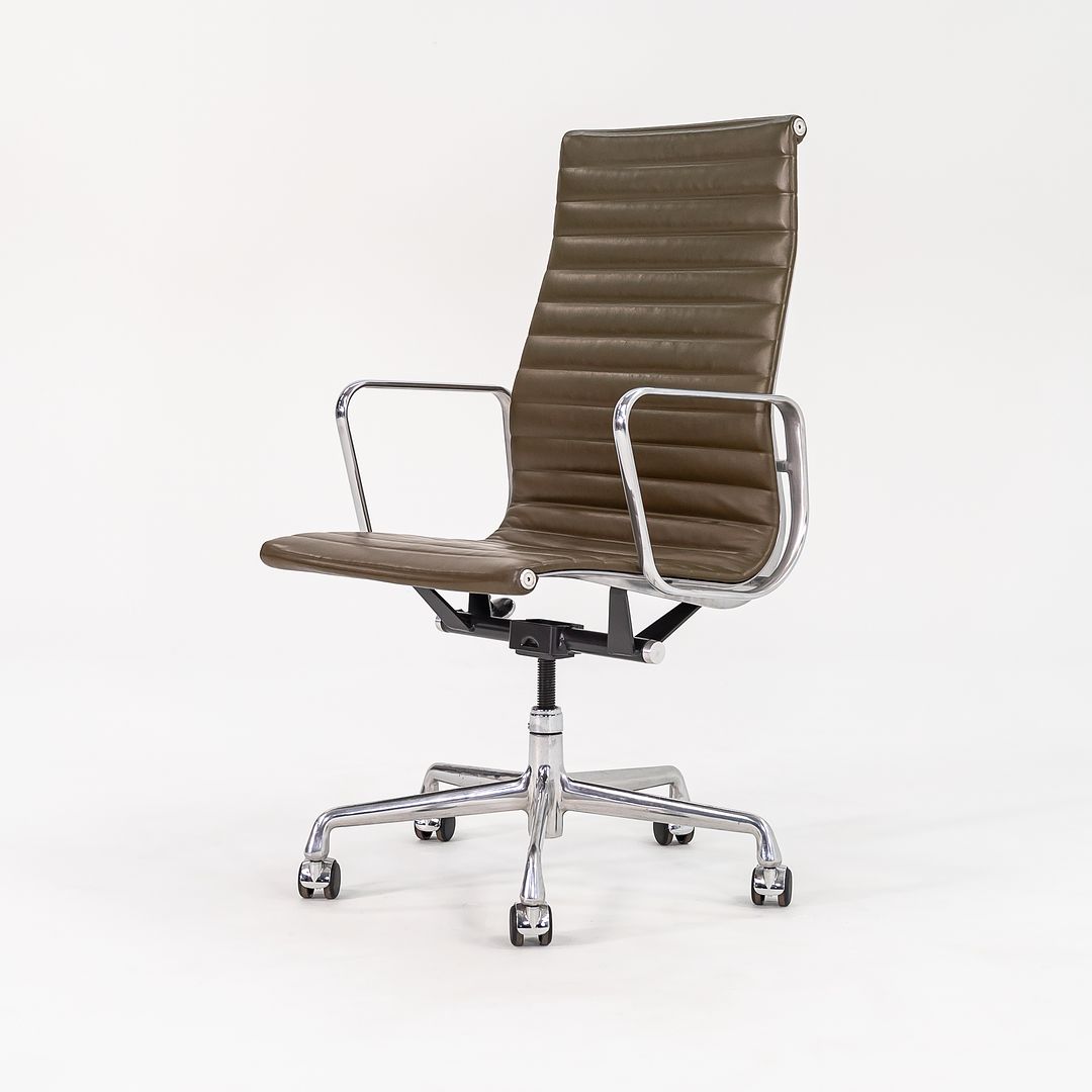 2005 Aluminum Group Executive Desk Chair by Charles and Ray Eames for Herman Miller in Dark Green Leather 2x Available