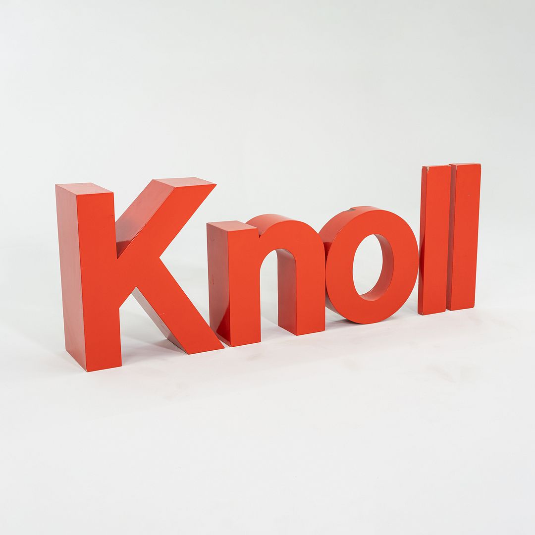 Large Vintage Knoll Logo Wall Hanging Crafted on Wood Substrate with Laminate