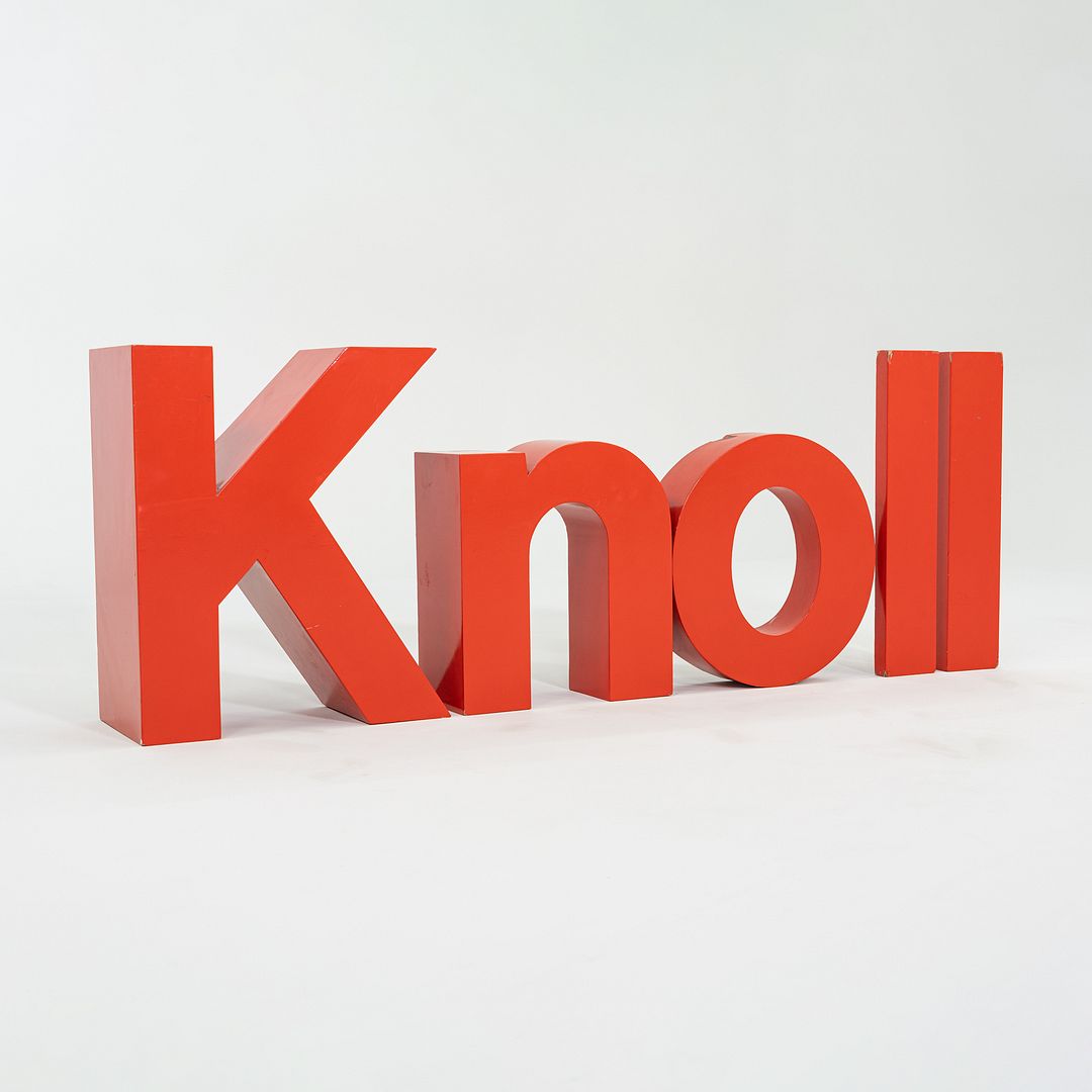 Large Vintage Knoll Logo Wall Hanging Crafted on Wood Substrate with Laminate