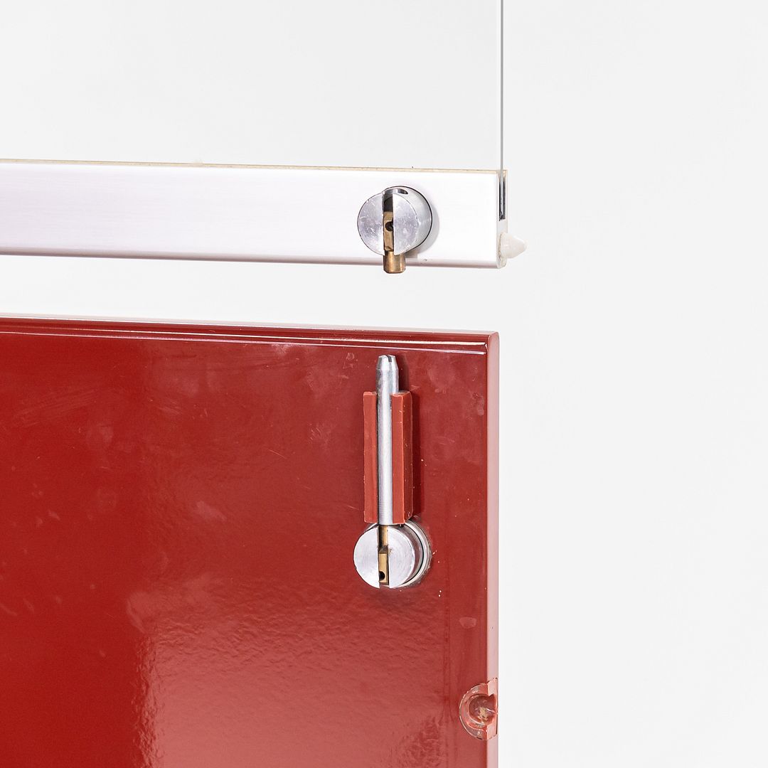 1970s Olinto Cabinet with Glass Doors by Kazuhide Takahama for B&B Italia in Red Lacquer 2x Available