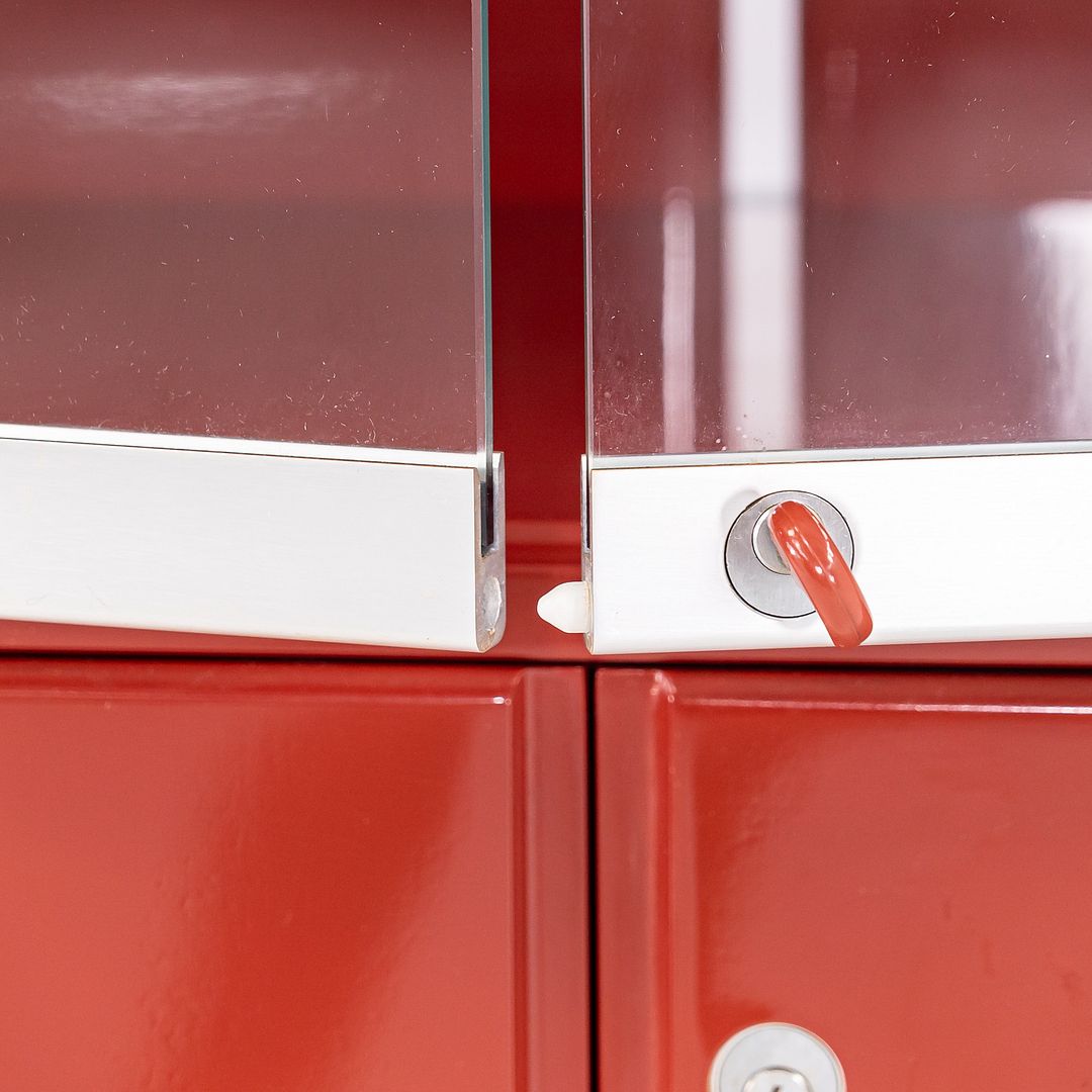 1970s Olinto Cabinet with Glass Doors by Kazuhide Takahama for B&B Italia in Red Lacquer 2x Available