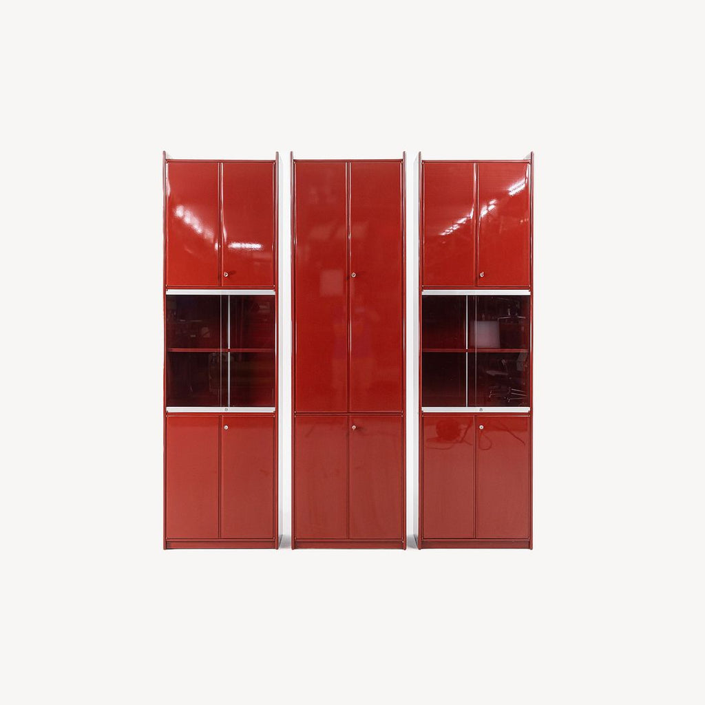 1970s Olinto Cabinet with Glass Doors by Kazuhide Takahama for B&B Italia in Red Lacquer 2x Available