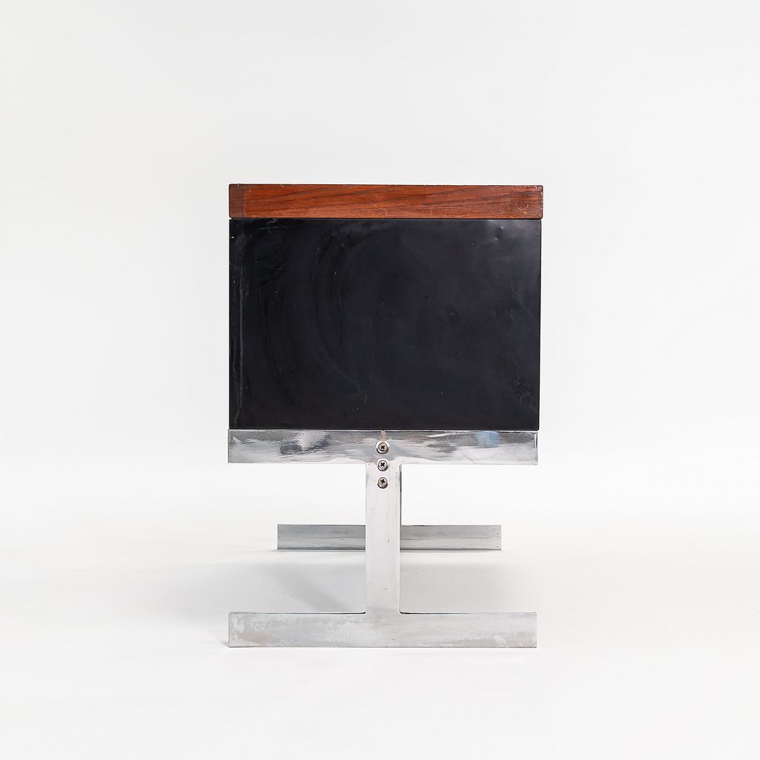 C. 1963 Peerless Steel Equipment Co. Credenza w/ 4-Drawers Teak, Steel & Chrome