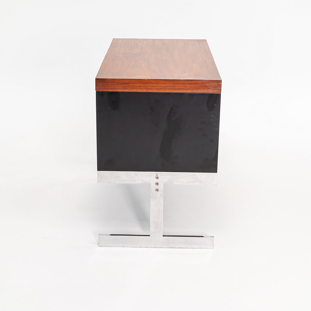 C. 1963 Peerless Steel Equipment Co. Credenza w/ 4-Drawers Teak, Steel & Chrome