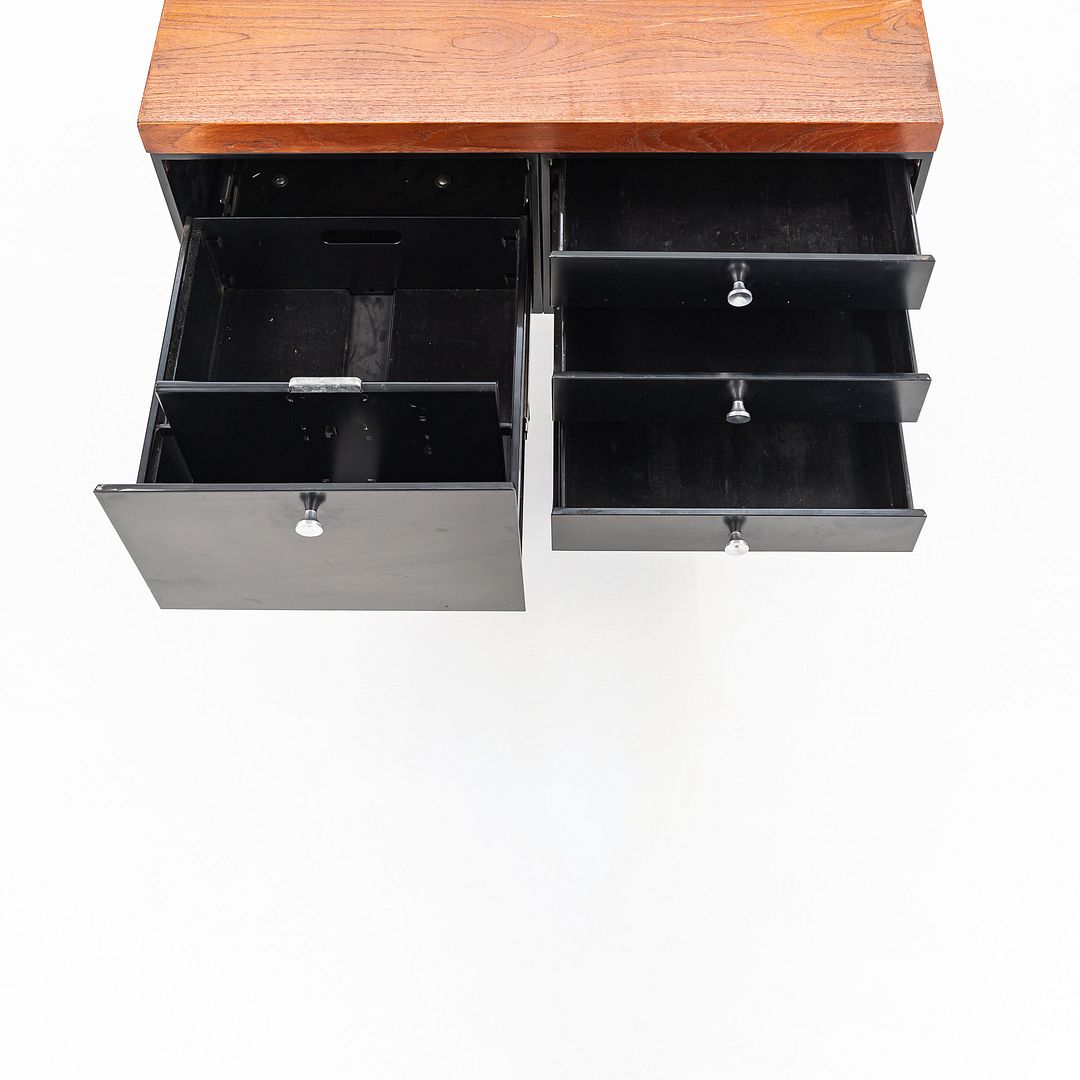 C. 1963 Peerless Steel Equipment Co. Credenza w/ 4-Drawers Teak, Steel & Chrome