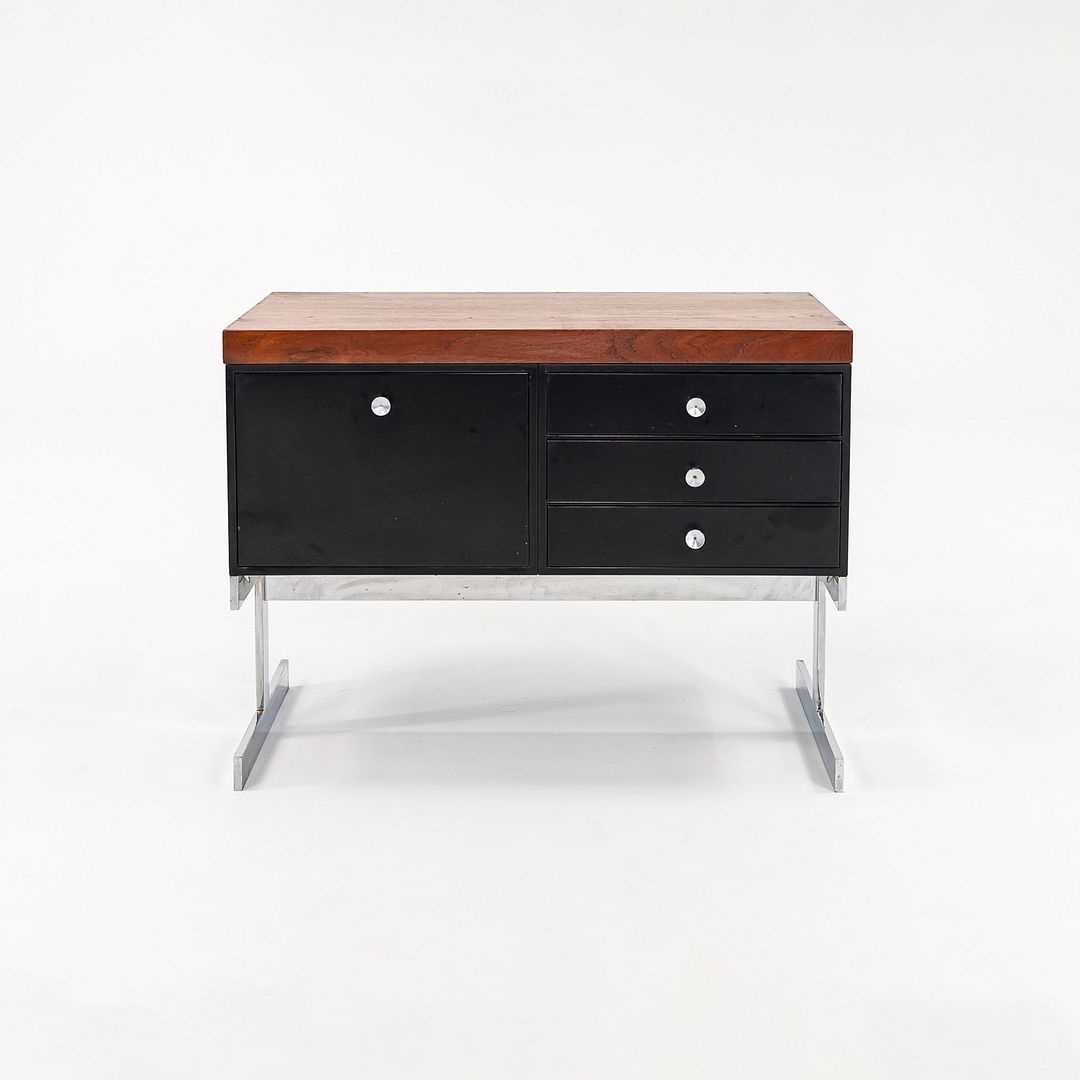 C. 1963 Peerless Steel Equipment Co. Credenza w/ 4-Drawers Teak, Steel & Chrome