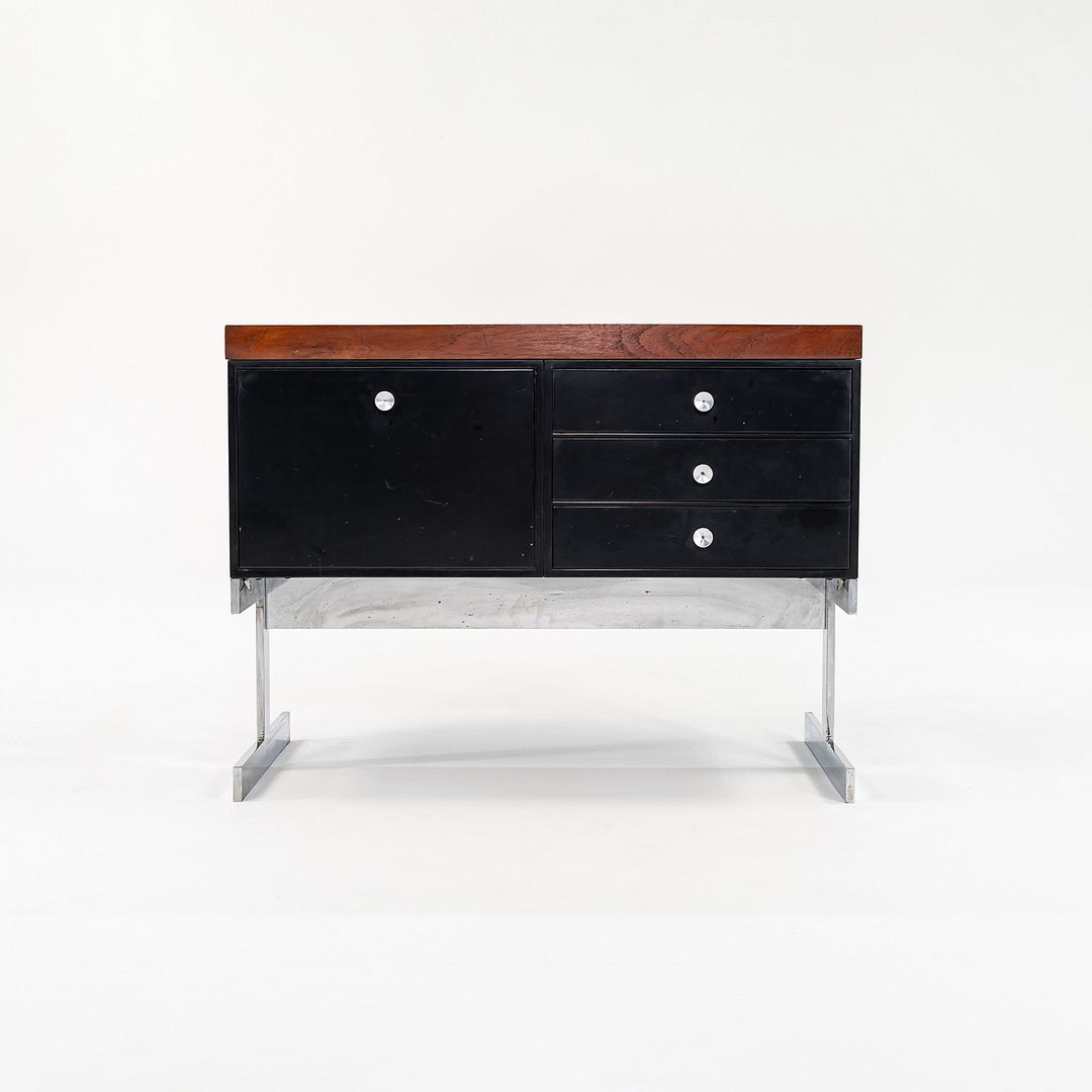 C. 1963 Peerless Steel Equipment Co. Credenza w/ 4-Drawers Teak, Steel & Chrome