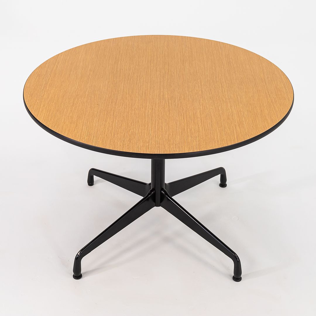 2011 Herman Miller Eames Contract Dining / Cafe Table with 42 inch Round Faux Oak Top 2x Available