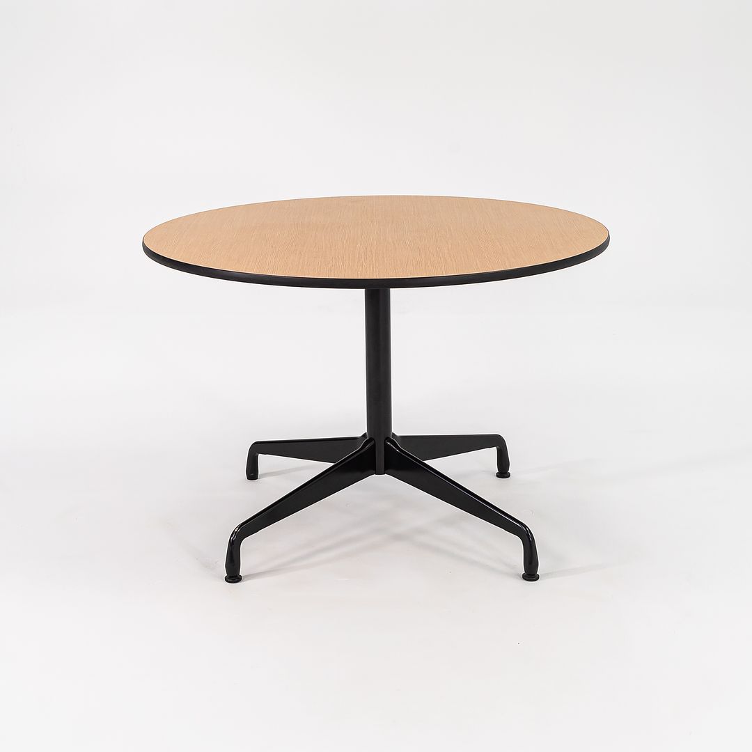 2011 Herman Miller Eames Contract Dining / Cafe Table with 42 inch Round Faux Oak Top 2x Available