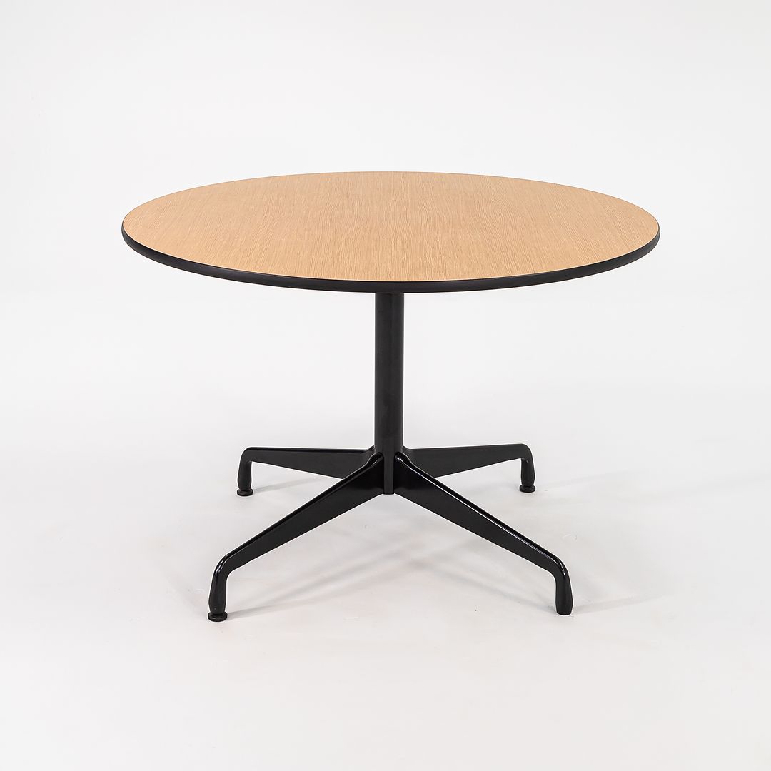 2011 Herman Miller Eames Contract Dining / Cafe Table with 42 inch Round Faux Oak Top 2x Available