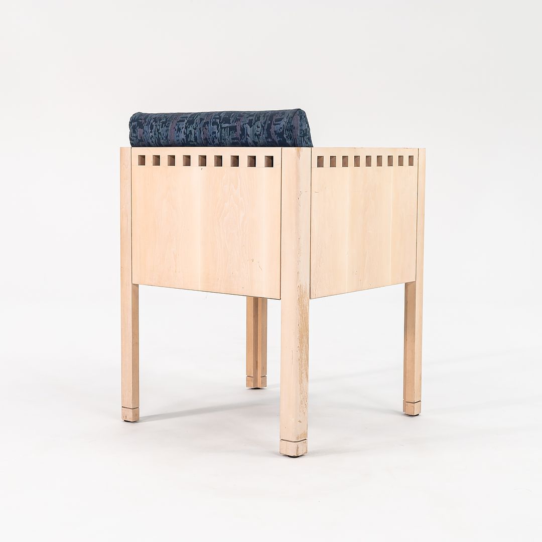 1988 Cube Armchair by Brian Kane for Metropolitan Furniture in Maple and Blue Fabric 3x Available