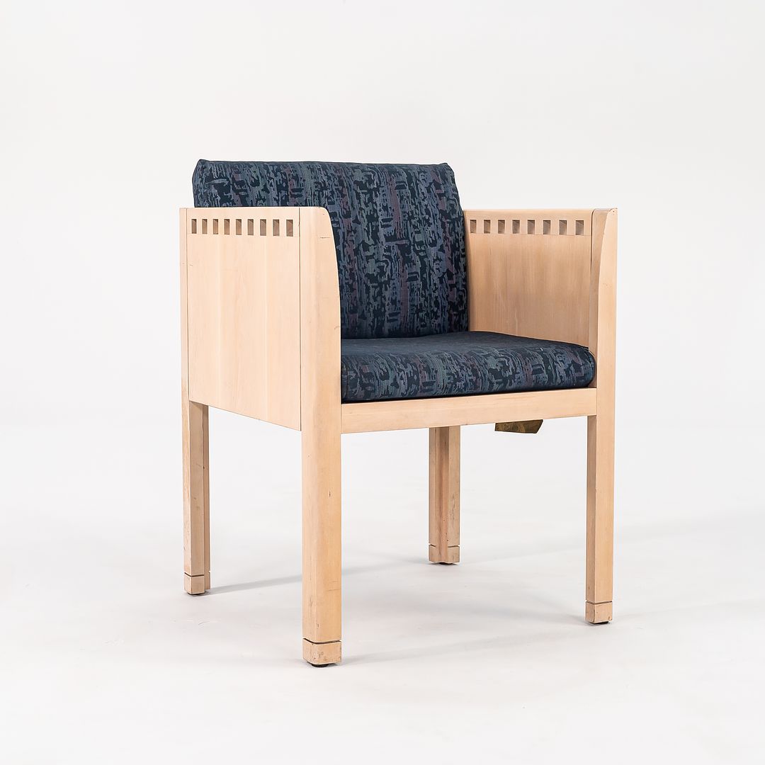 1988 Cube Armchair by Brian Kane for Metropolitan Furniture in Maple and Blue Fabric 3x Available