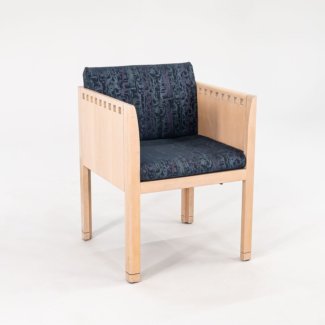 1988 Cube Armchair by Brian Kane for Metropolitan Furniture in Maple and Blue Fabric 3x Available